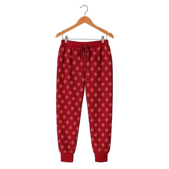 Jockey Red Snowflake Fleece Jogger Pajama Pants SZ S - Picture 1 of 6